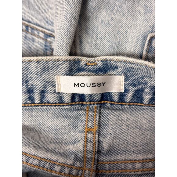 Moussy Jeans 26 Womens Straight Leg High Rise Distressed Light Wash Denim - Picture 6 of 7